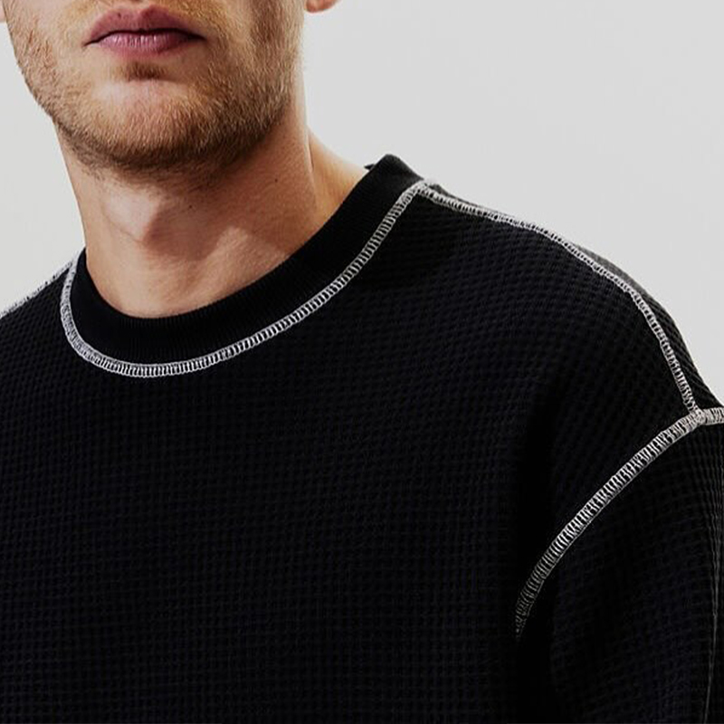 garment factory high quality waffle tops unisex long sleeve t shirt men waffle top